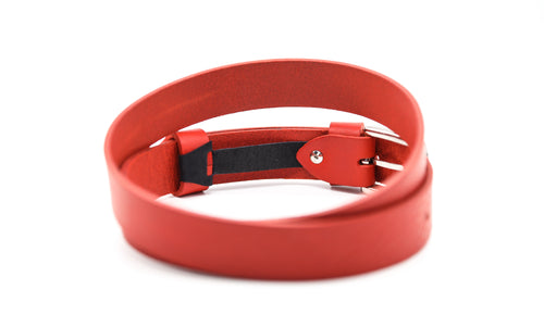 Cintura in Cuoio Bologna 30 mm Rossa Artigianale - Nomad Handicraft